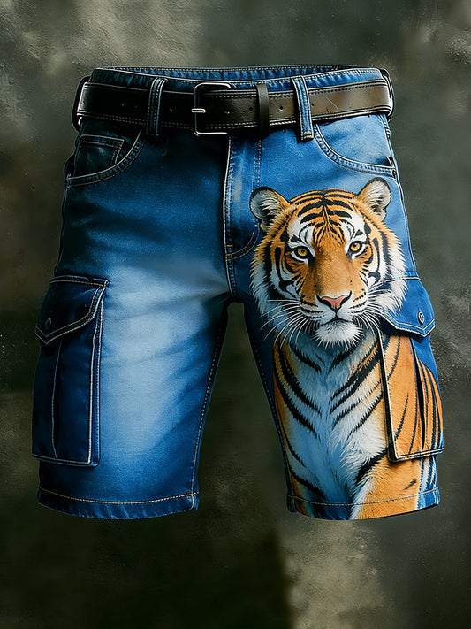 Men's Retro Vacation Business Animal Art Print Casual Shorts