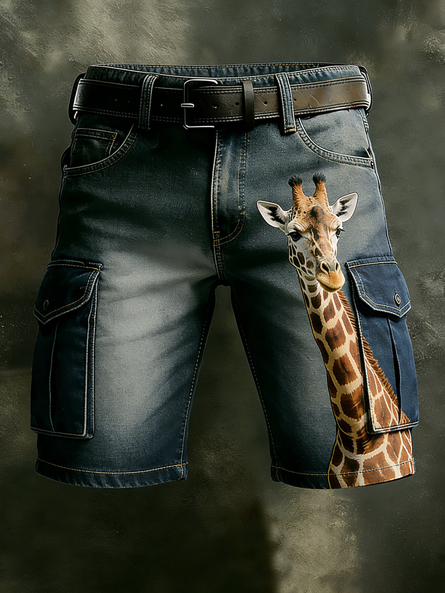 Men's Retro Vacation Business Animal Art Print Casual Shorts