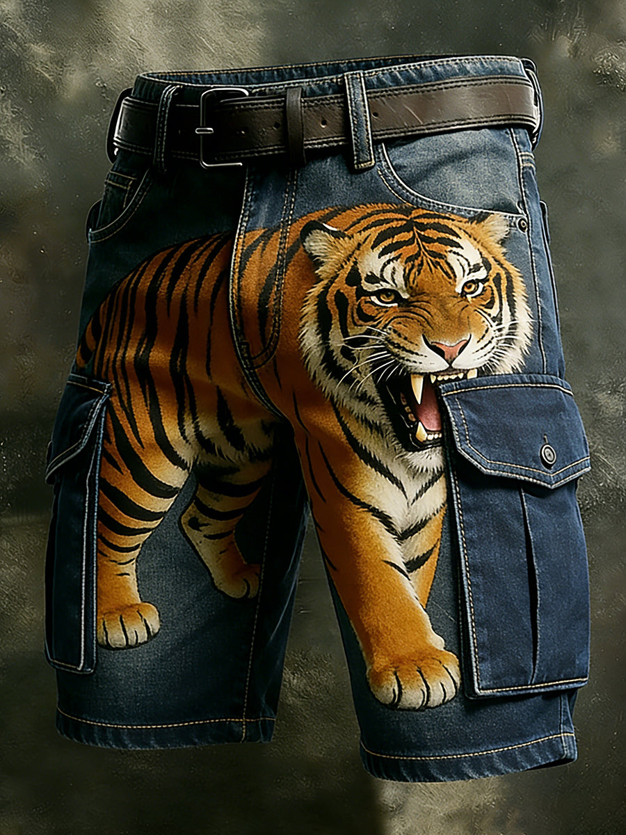 Men's Retro Vacation Business Animal Art Print Casual Shorts