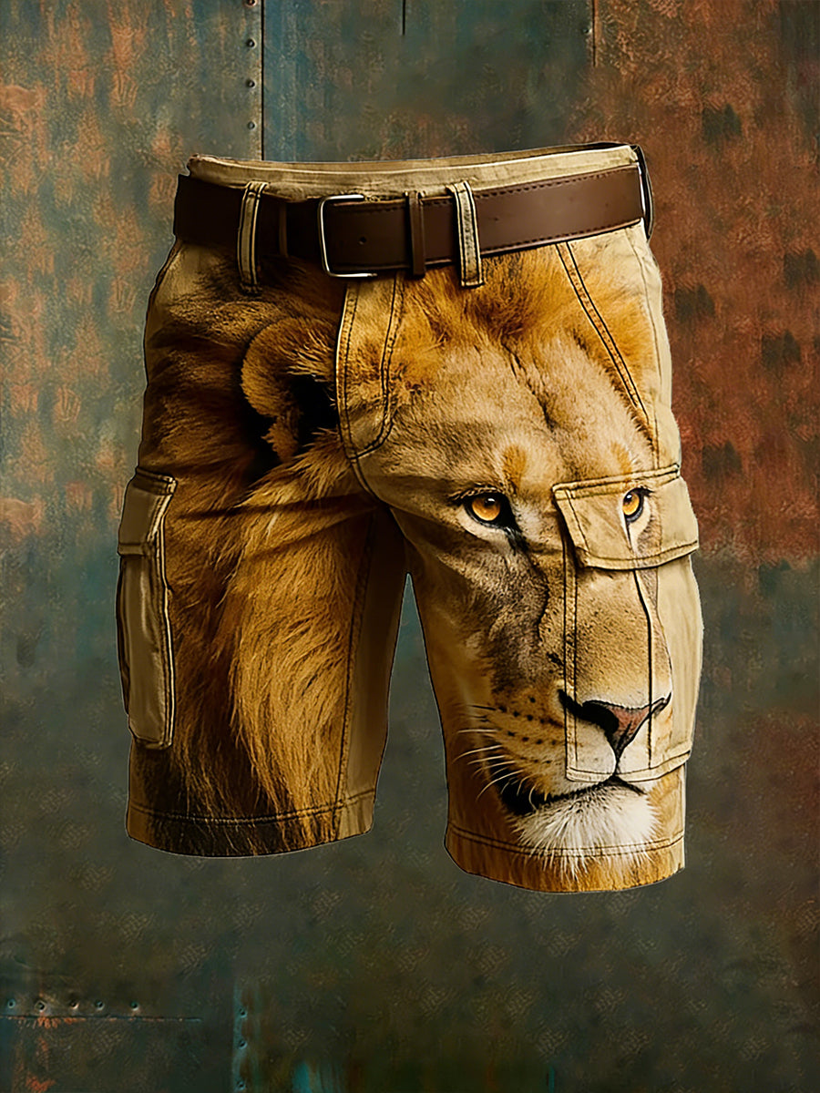 Men's Retro Vacation Business Animal Art Print Casual Shorts