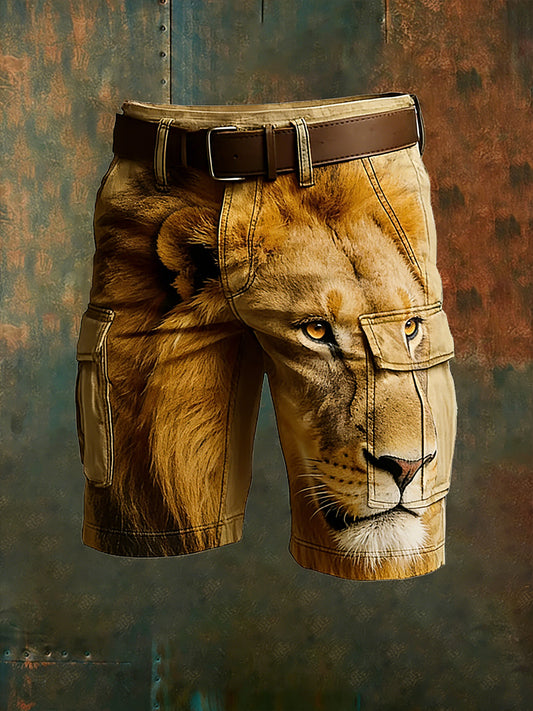 Men's Retro Vacation Business Animal Art Print Casual Shorts
