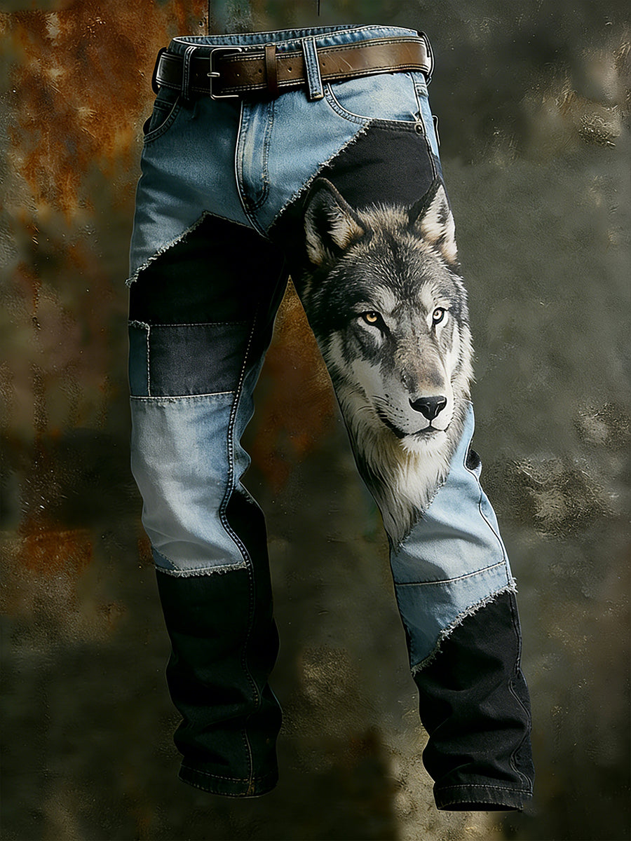 Men's Vintage Animal Print Art Business Casual Work Pants