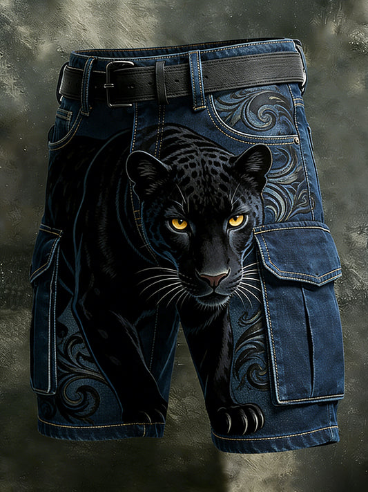 Men's Retro Vacation Business Art Print Casual Shorts