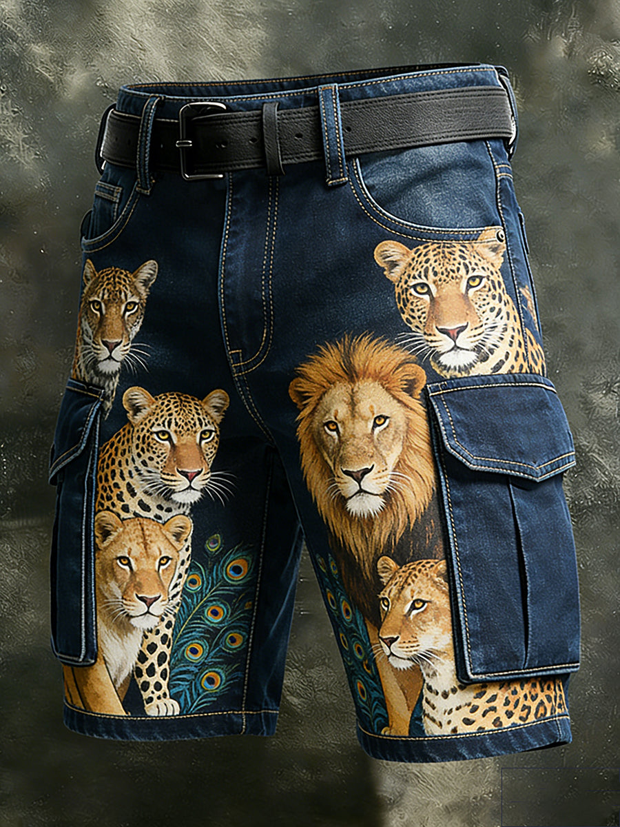 Men's Retro Vacation Business Art Print Casual Shorts