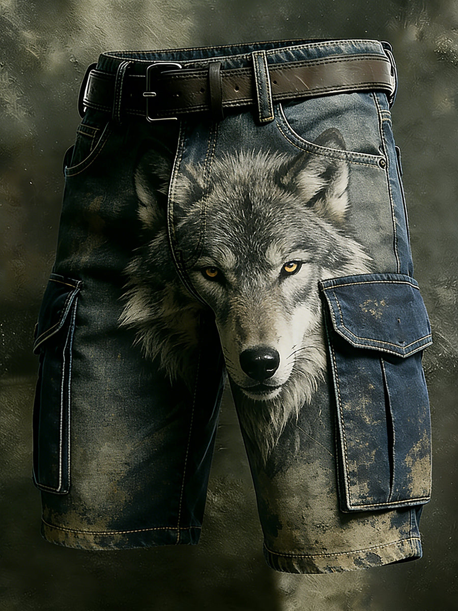 Men's Retro Vacation Business Art Print Casual Shorts