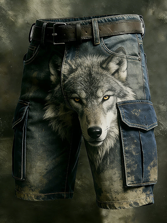 Men's Retro Vacation Business Art Print Casual Shorts