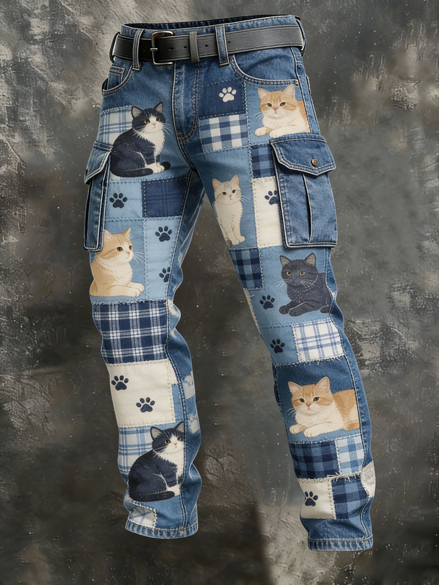 Men's Vintage Animal Patchwork Print Casual Pants