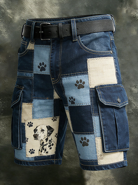 Men's Vintage Animal Patchwork Print Casual Short Pants