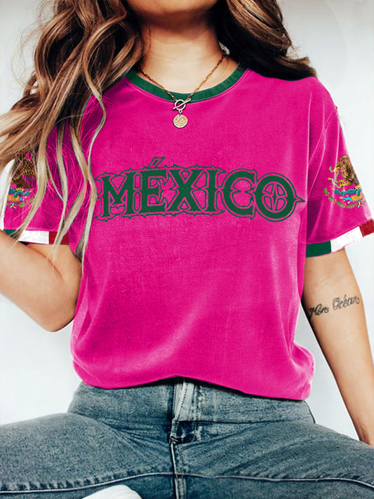 Women's Mexico Football Lover Printed T-shirt