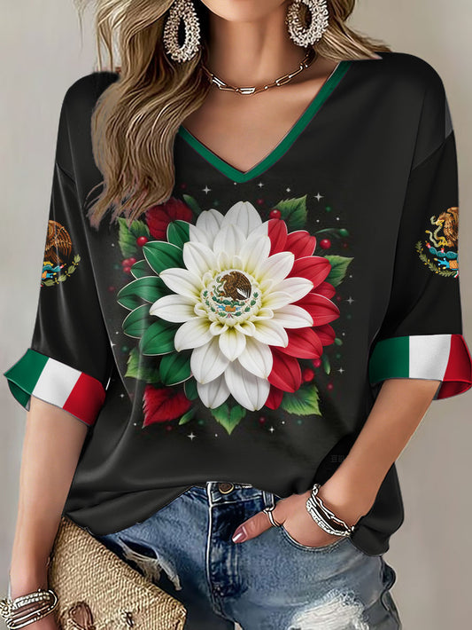 Women's Mexico Football Lover Printed T-shirt