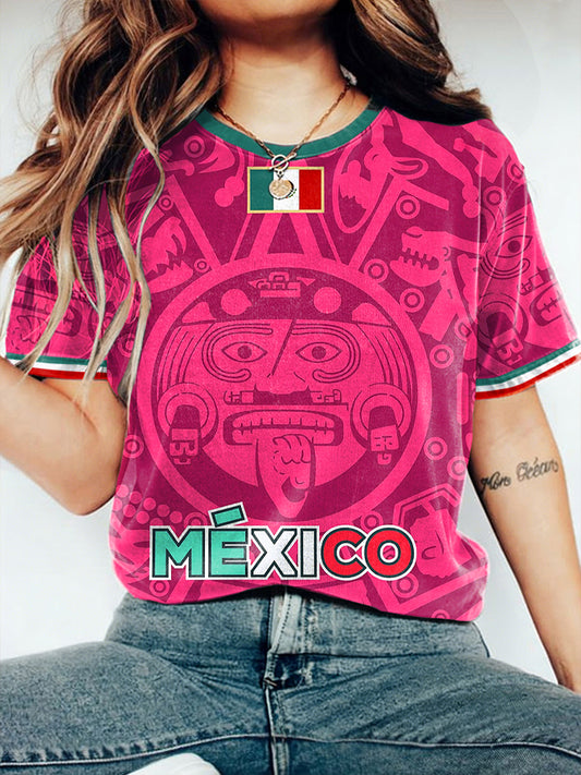 Women's Mexico Football Lover Printed T-shirt