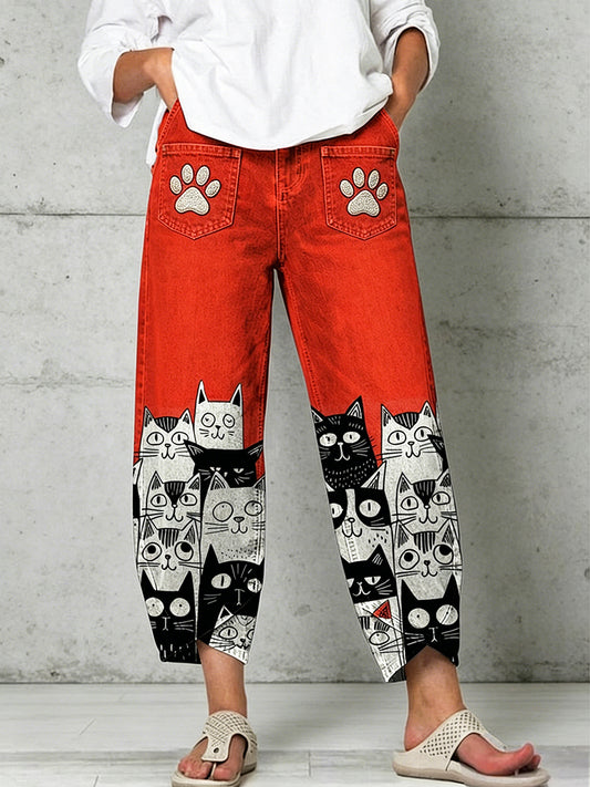 Women's Animal Art Print Trousers