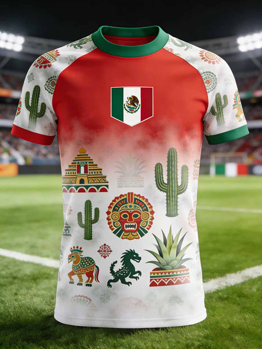 Men's Mexico Commemorative Graphic Print Casual T-Shirt
