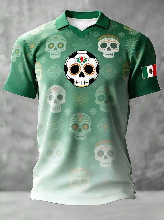 Men's Mexico Commemorative Pattern Print Casual Polo Shirt