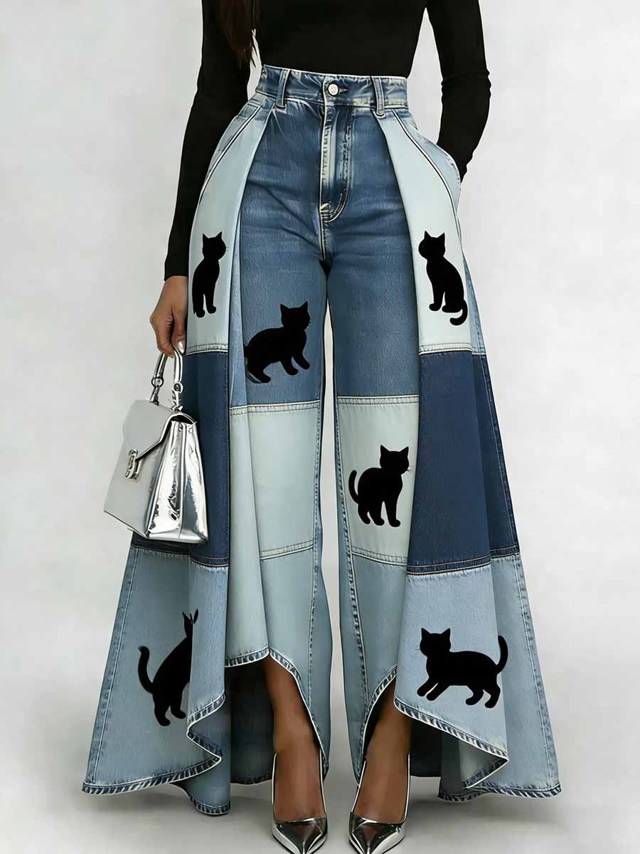 Women's Fashion Animal Print Casual Wide-Leg Pants