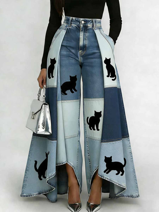 Women's Fashion Animal Print Casual Wide-Leg Pants