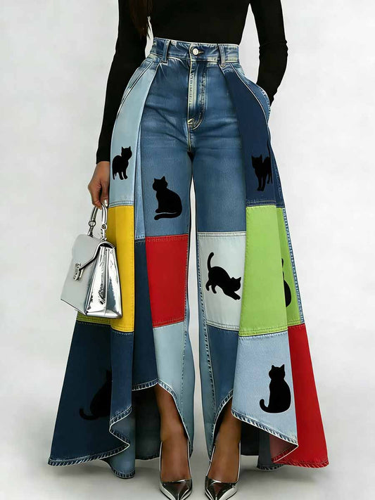 Women's Fashion Animal Print Casual Wide-Leg Pants