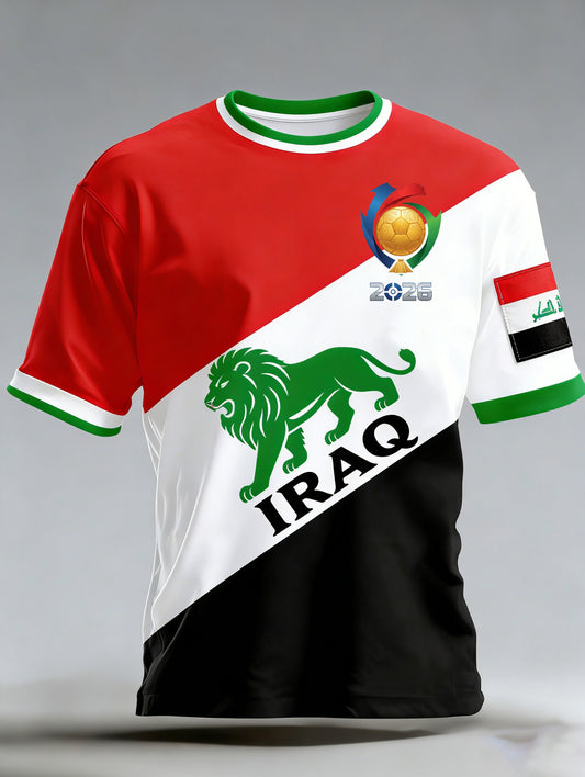 Men's Iraq Football Match Cheering Art Print Fan T-Shirt