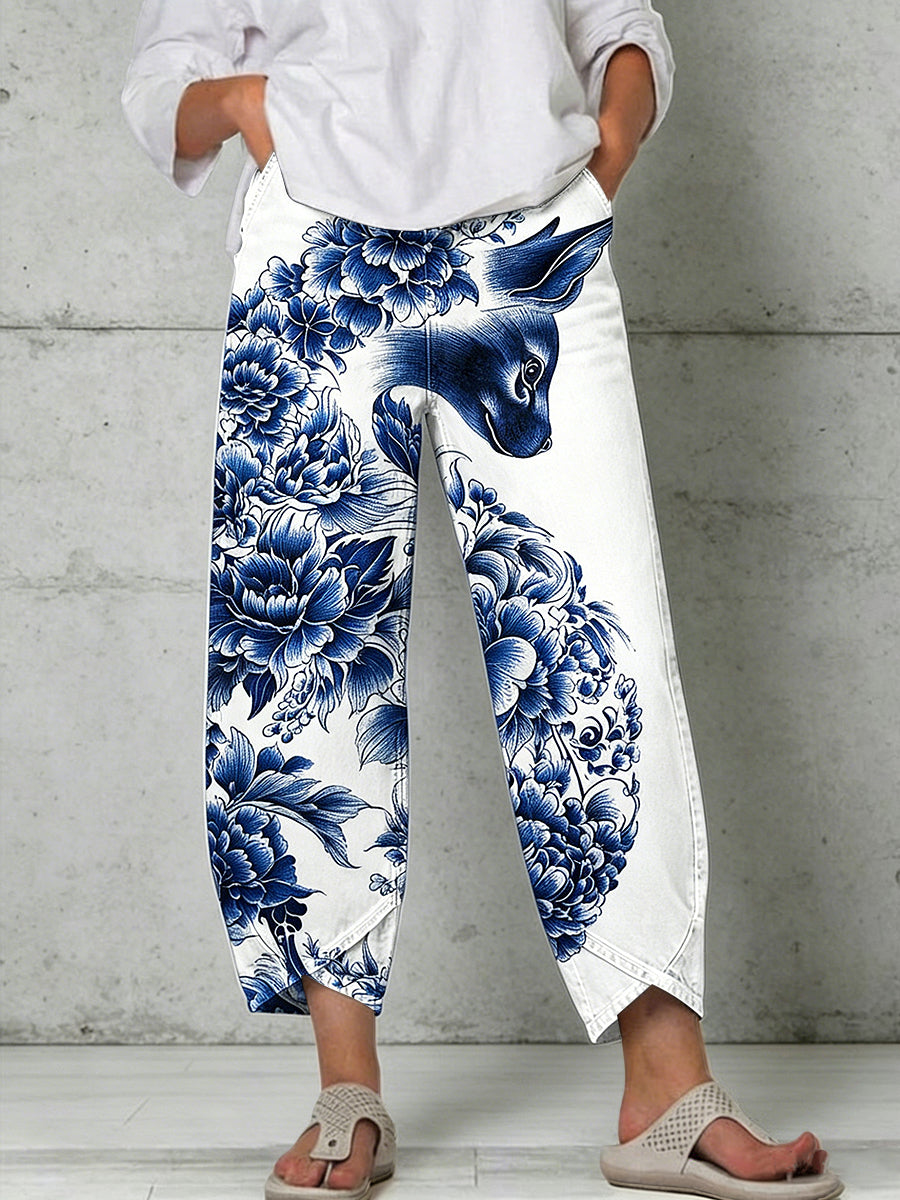 Women's Animal Art Print Trousers