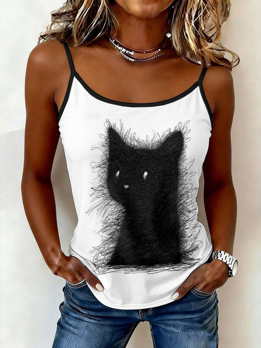 Women's Cat Art Camisole Tops