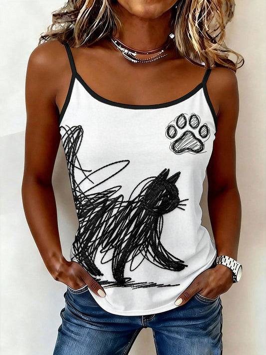 Women's Cat Art Camisole Tops