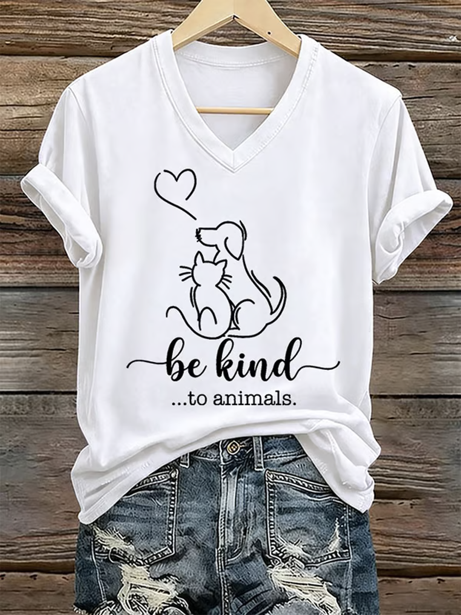 Women's Be Kind To Animals Iron On Short Sleeve T-Shirt