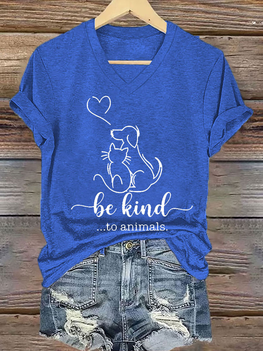 Women's Be Kind To Animals Iron On Short Sleeve T-Shirt