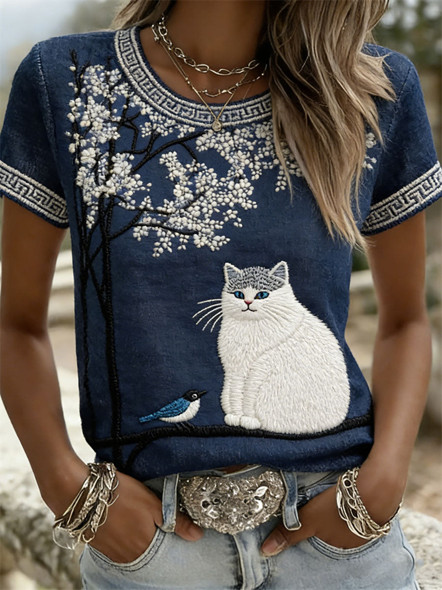 Women's Cat Casual Short-Sleeve T-Shirts
