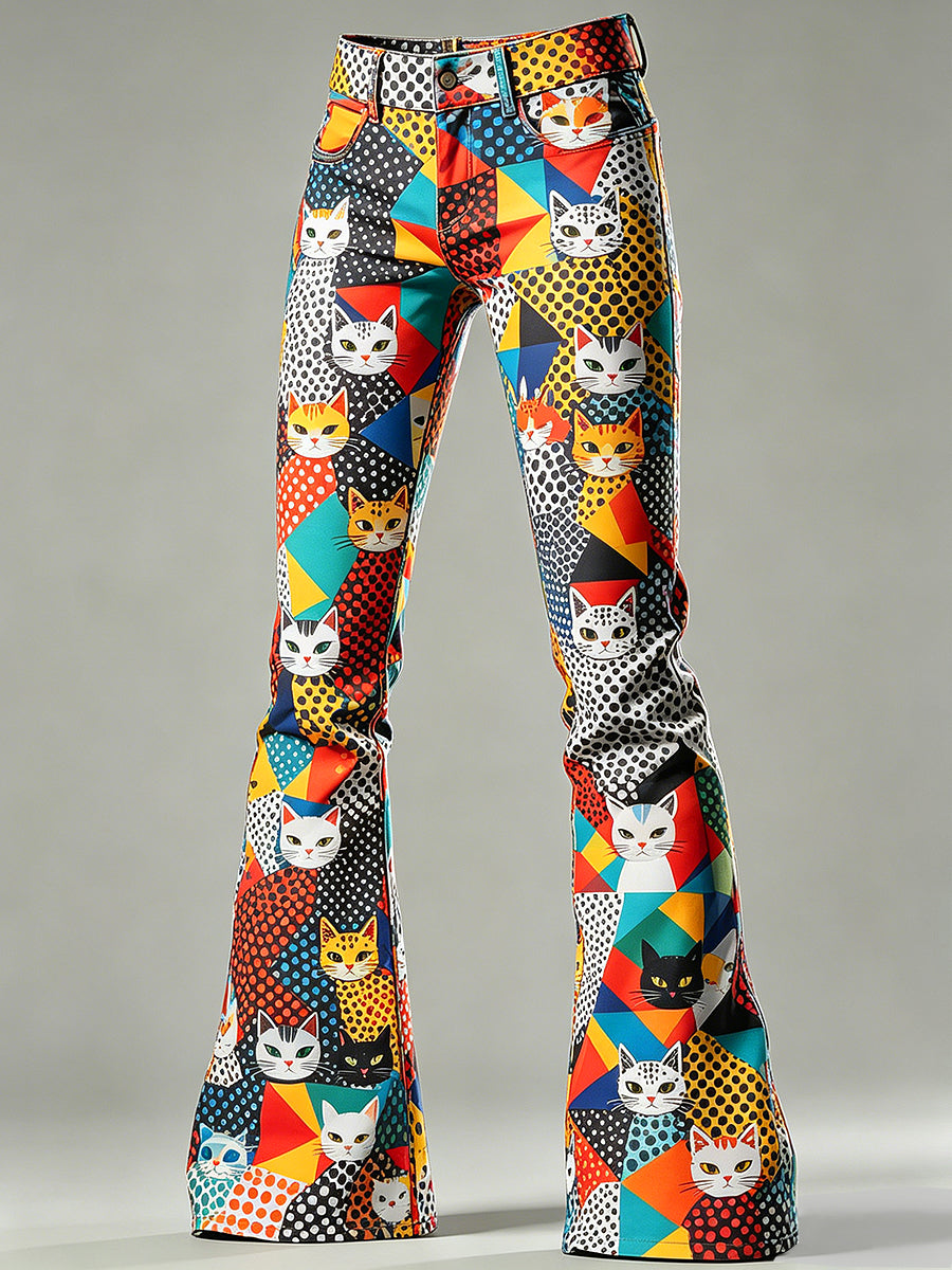 Women's Animal Art Print Flared Trousers