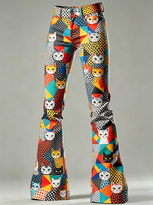 Women's Animal Art Print Flared Trousers