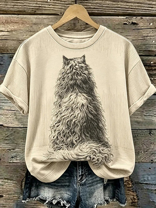 Women's Cute Cat Print T-shirt