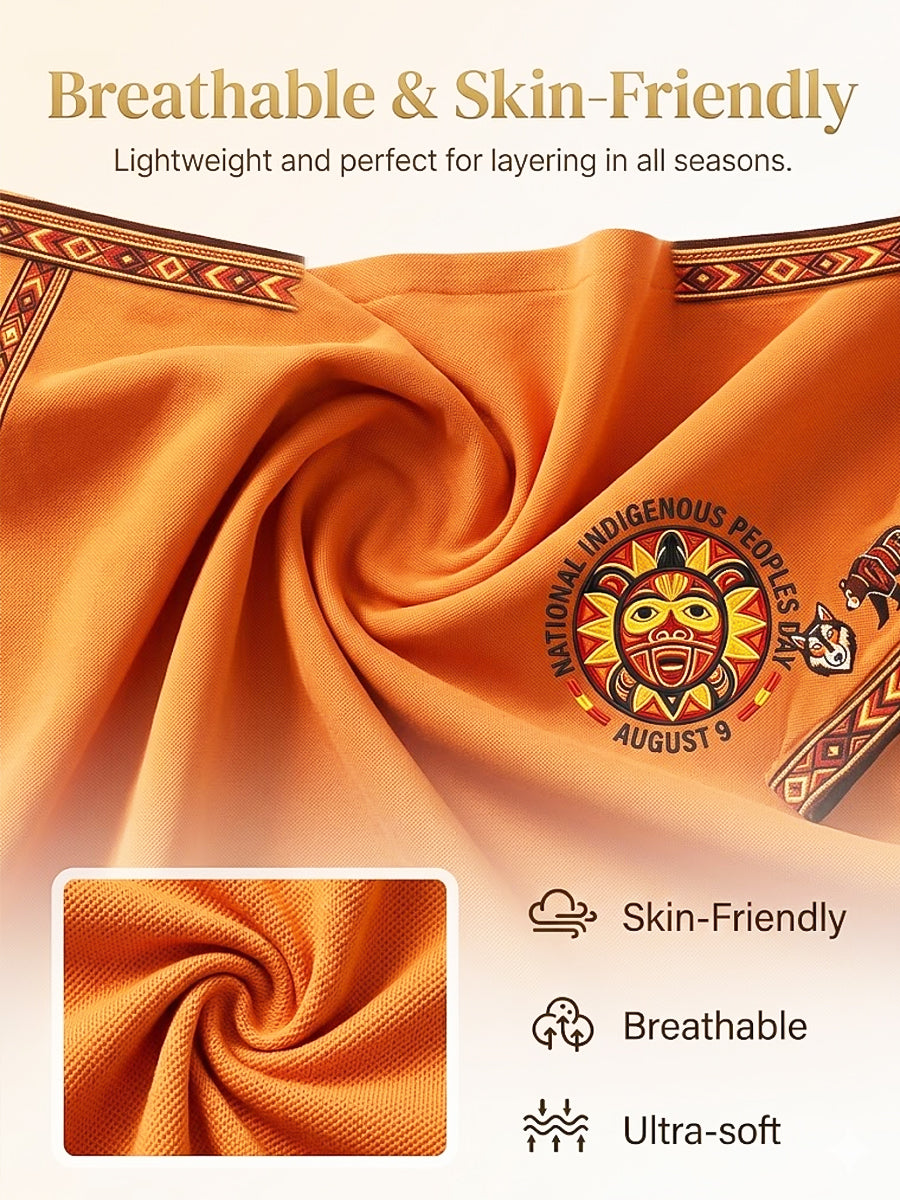 Men's Vintage Native American Animal Totem Emblem Casual Polo Shirt