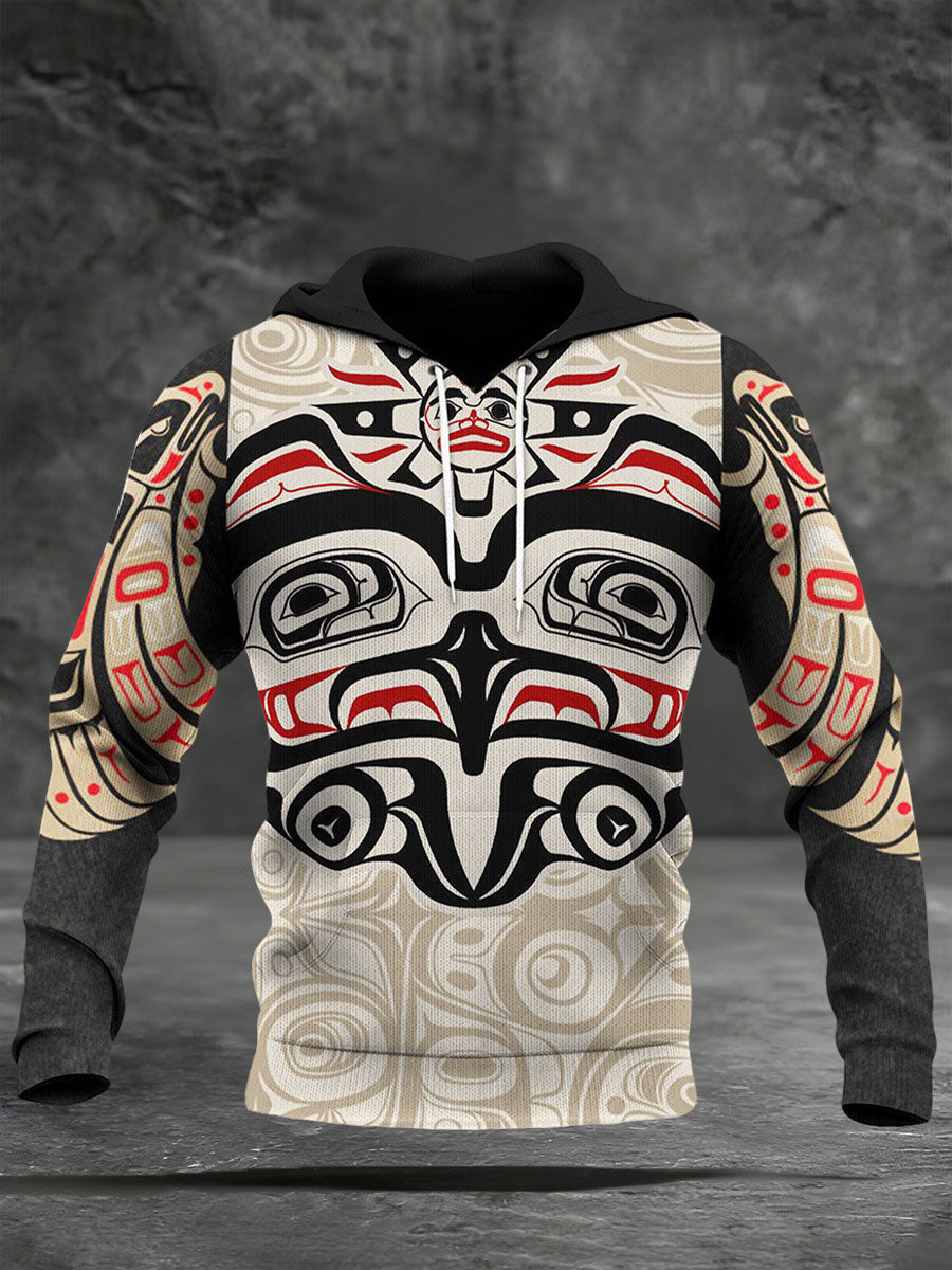 Men's Indigenous Print Casual Hoodie