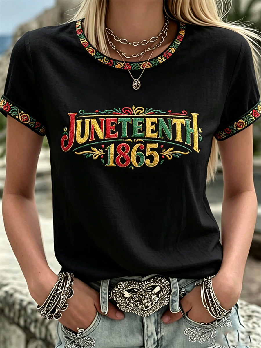 Women's Juneteenth Design Print Casual T-Shirt