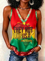 Women's Juneteenth They Not Like Us Print Casual Vest