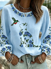 Women's Cat Floral Print Casual T-shirt