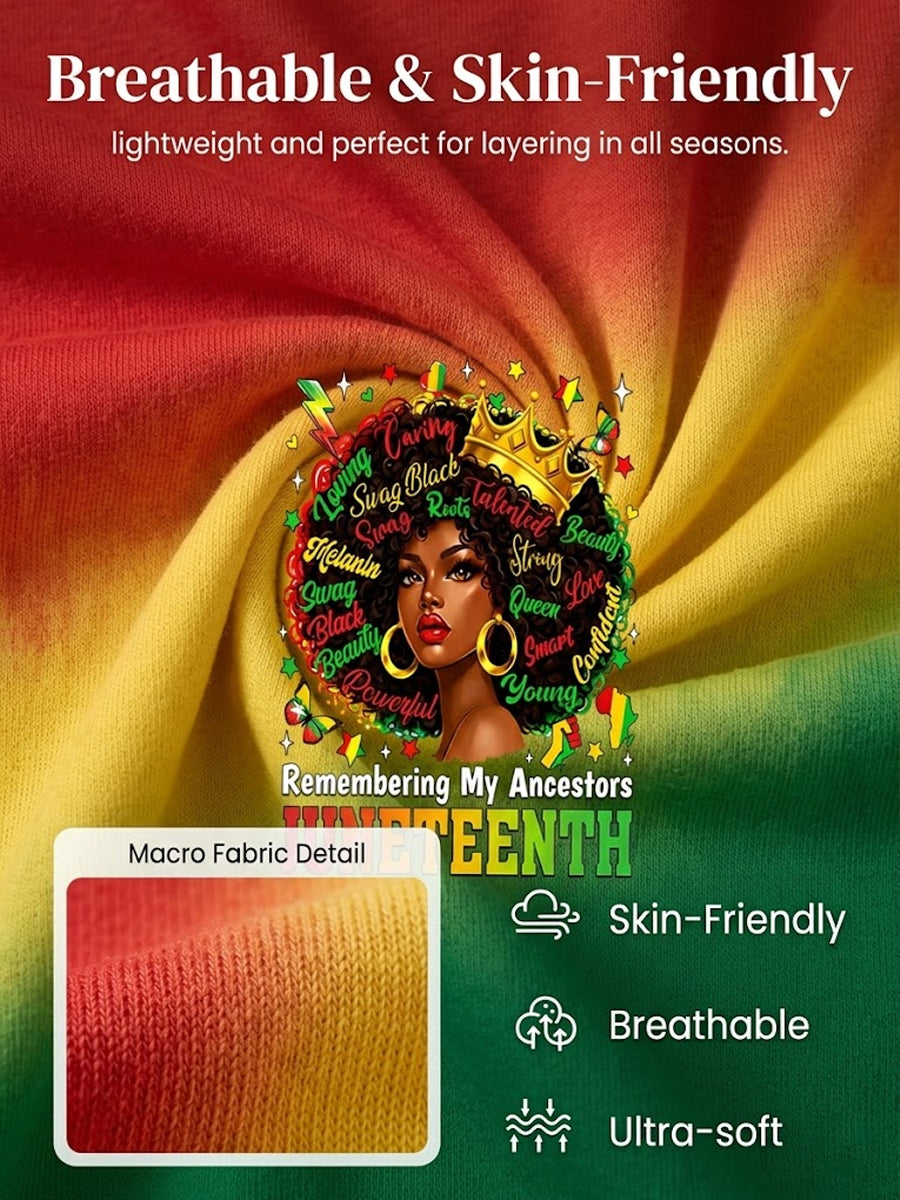 Women's Juneteenth Freedom Gradient V-Neck Casual T-Shirt