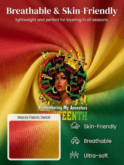 Women's Juneteenth Freedom Gradient V-Neck Casual T-Shirt