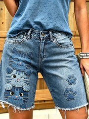 Women's Animal Art Printed Short Jeans
