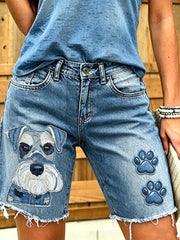 Women's Animal Art Printed Short Jeans