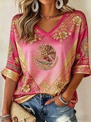 Women's Mexico Football Lover Art Printed T-shirt
