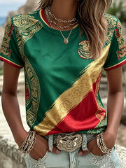 Women's Mexico Football Lover Art Printed T-shirt