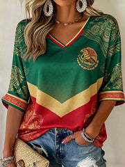 Women's Mexico Football Lover Art Printed T-shirt