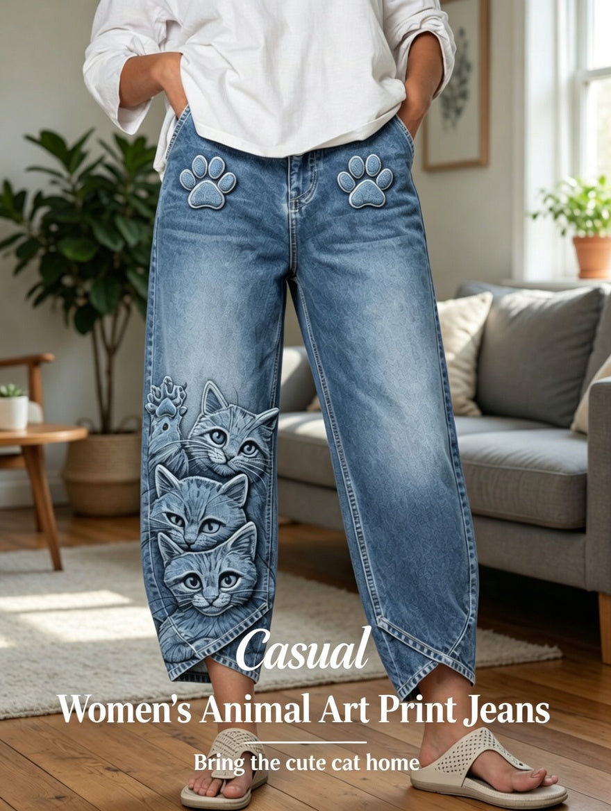 Women's Animal Art Print Trousers