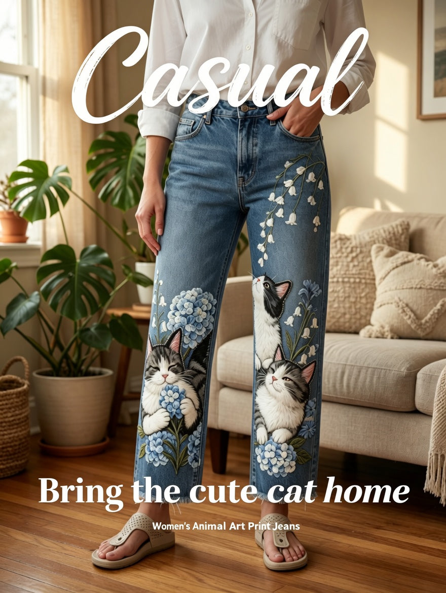 Women's Animal Art Print Jeans