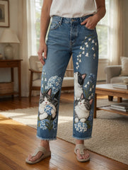 Women's Animal Art Print Jeans