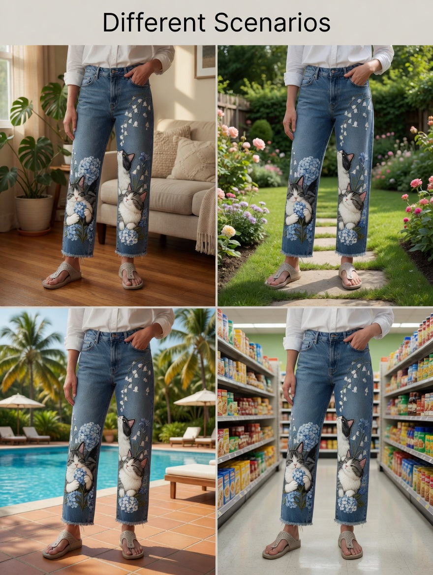 Women's Animal Art Print Jeans