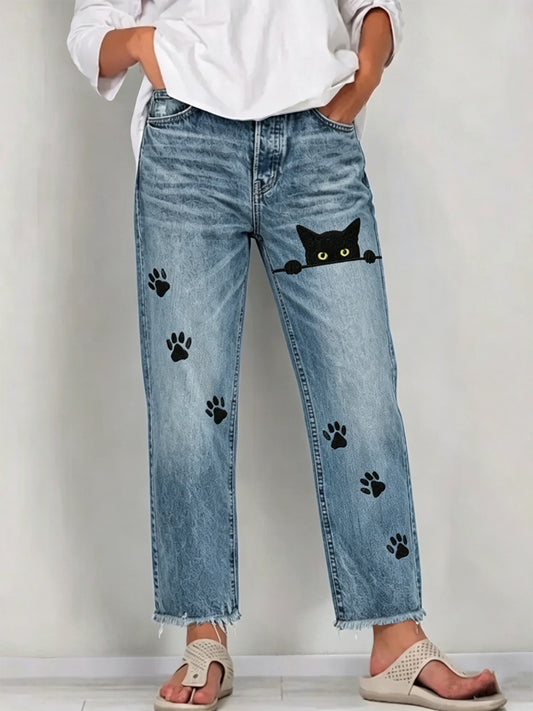 Women's Animal Art Print Jeans