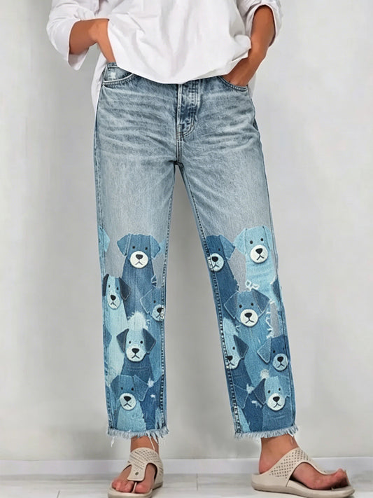 Women's Animal Art Print Jeans
