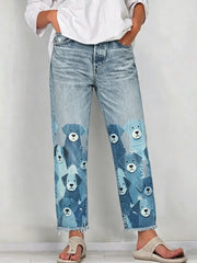 Women's Animal Art Print Jeans